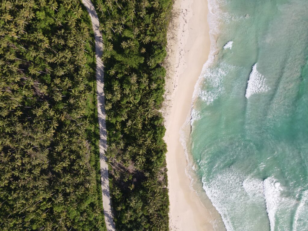 Drone shot of a beach front location