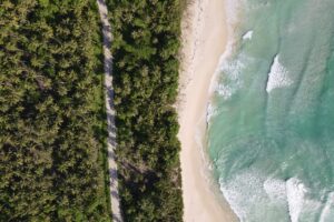 Drone shot of a beach front location